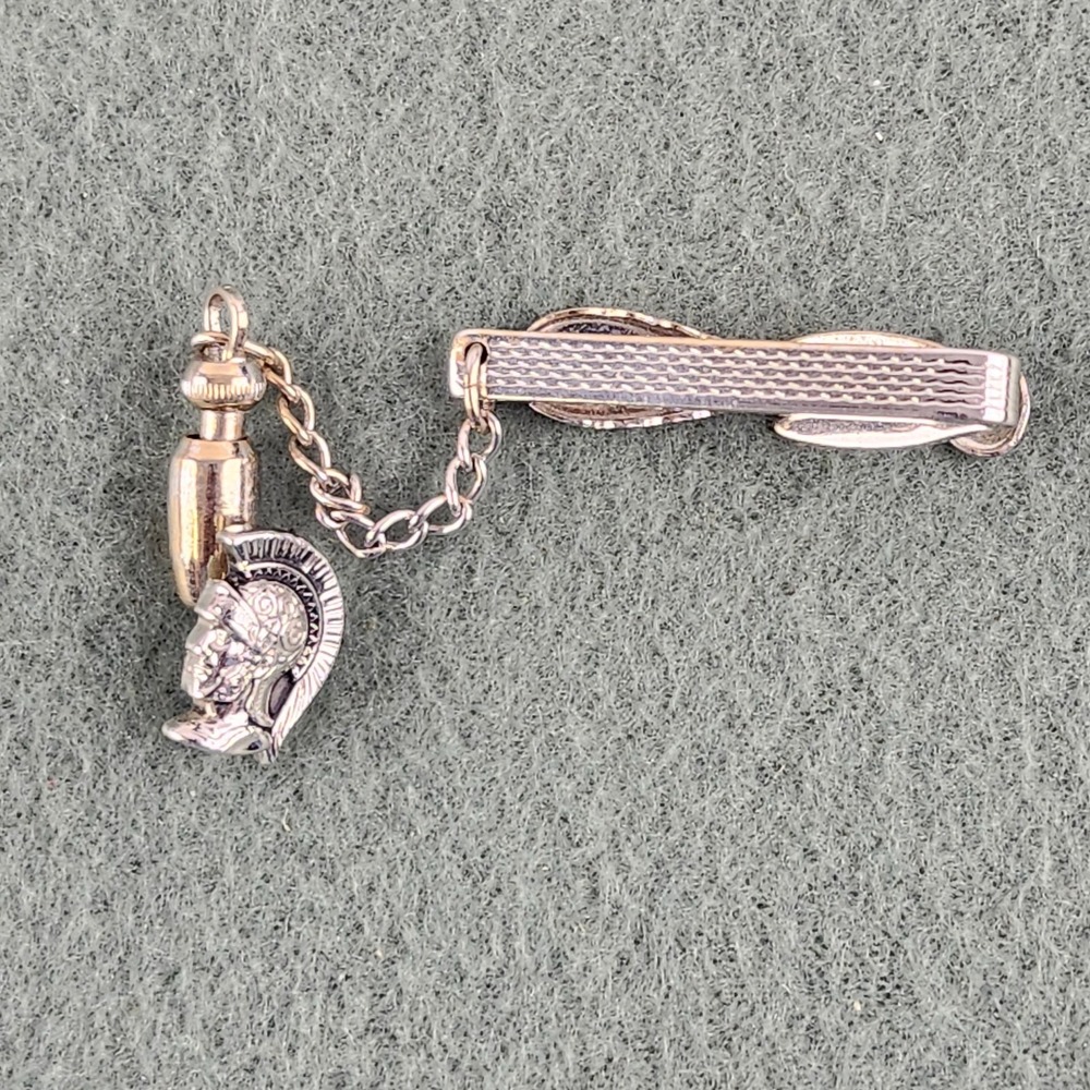 Spartan Roman Helmeted Warrior Vintage Tie Clip Pin centurion gladiator soldier